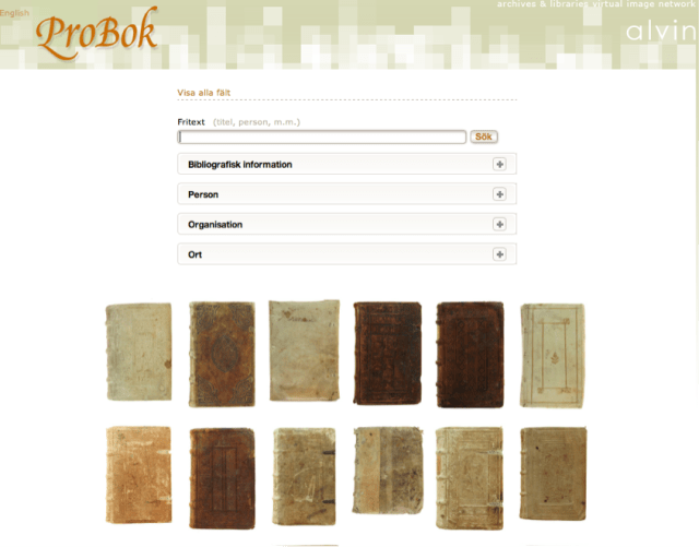 Databasen ProBoks söksida