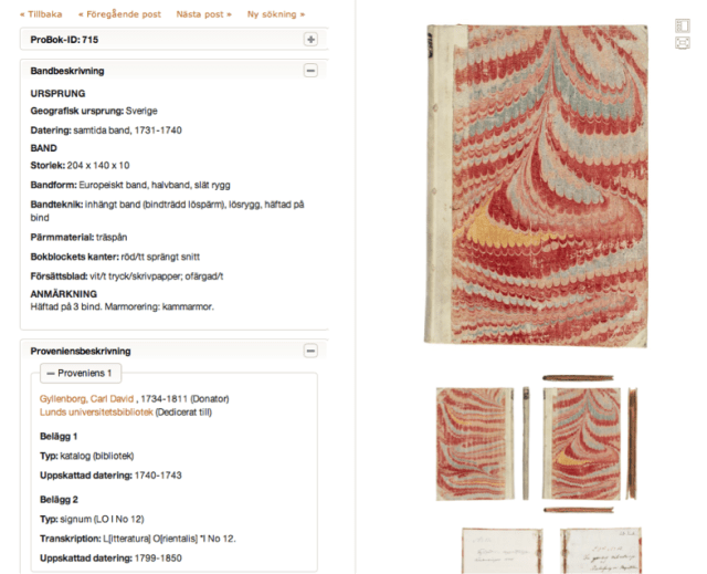 Bandbeskrivning och provenienshistorik i ProBok